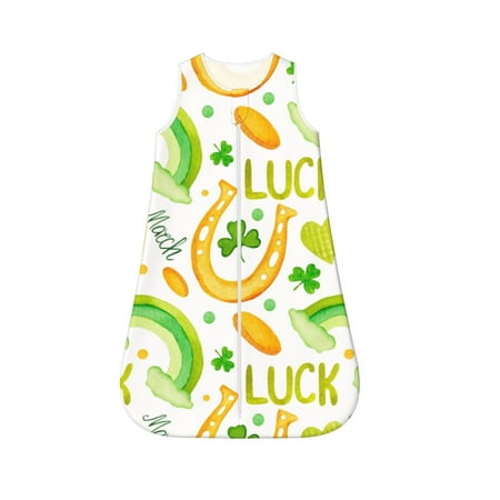 

Fotbe St Patrick s Day1 Pattern Sleep Sack - Baby Wearable Blanket with Zipper Extra Soft Cotton Sleeveless Sleeping Bag for Infants-Small