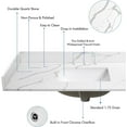 thumbnail image 4 of 24 Inch Quartz Vanity Top,White Countertop with Undermount Middle Sink Vanity Top, Come with 1 Sidesplash and 1 Backsplash,One Hole Bathroom Vanity Sink Top, 4 of 6