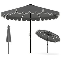 Gymax 9.3 FT Solar Patio Umbrella w/ 32 LED Lights & Tilt Adjustment