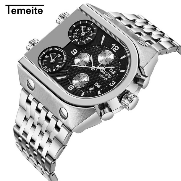 TEMEITE Men Fashion Metal Watch Waterproof Business Quartz Wrist