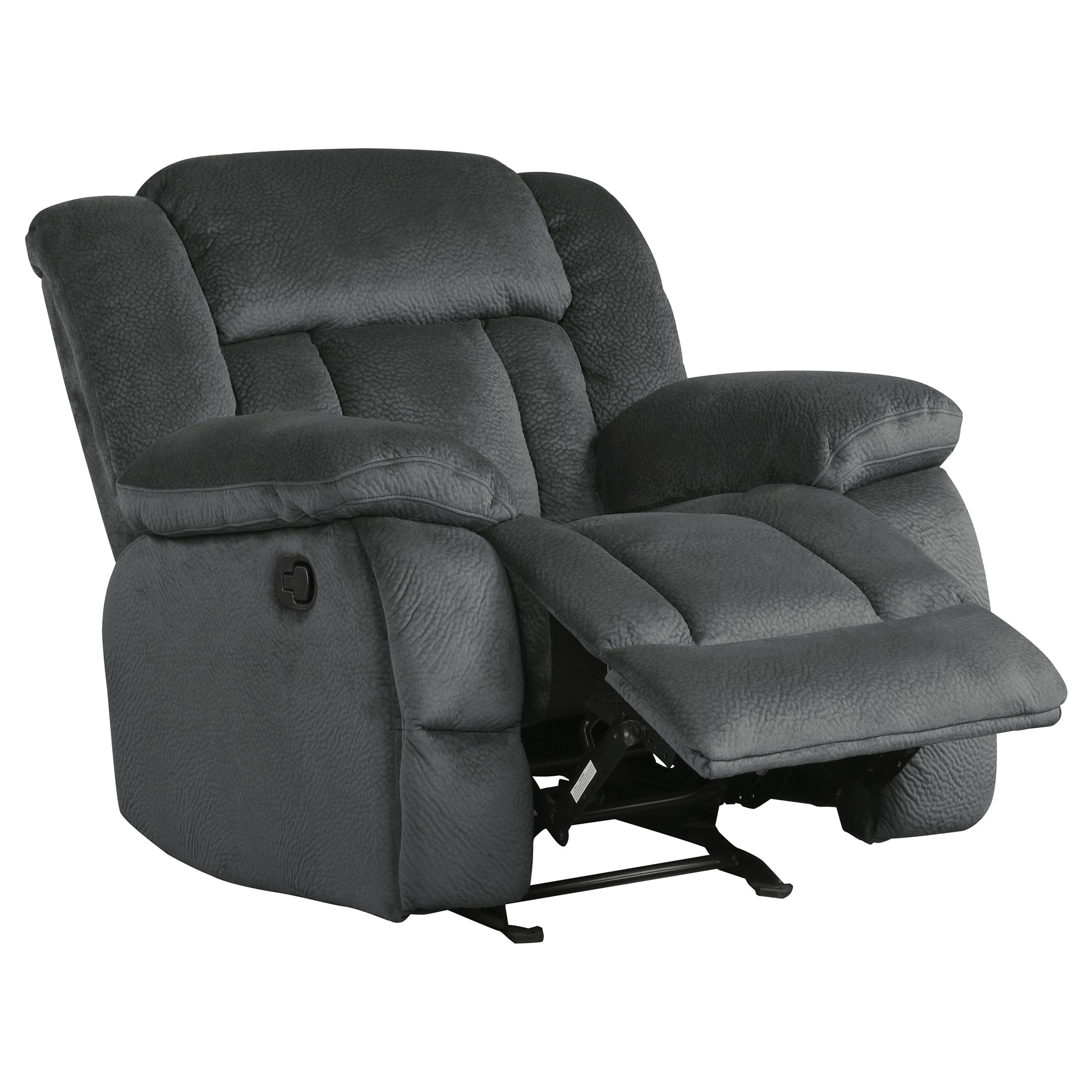 OakvillePark Cameron Microfiber Fabric Upholstered Glider Reclining Chair, Charcoal
