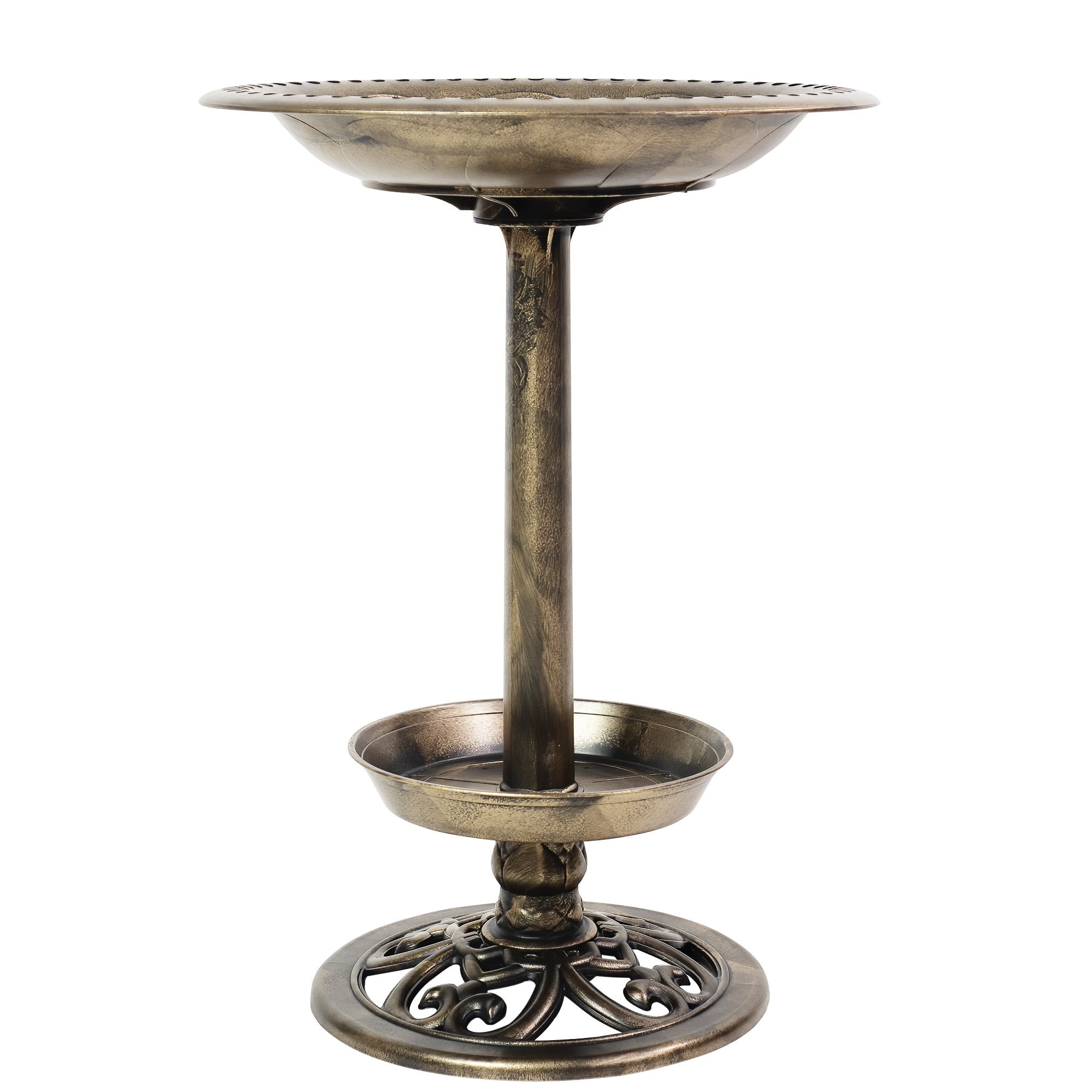 J&J Global LLC Brushed Bronze Birdbath with Planter by Sun-Ray