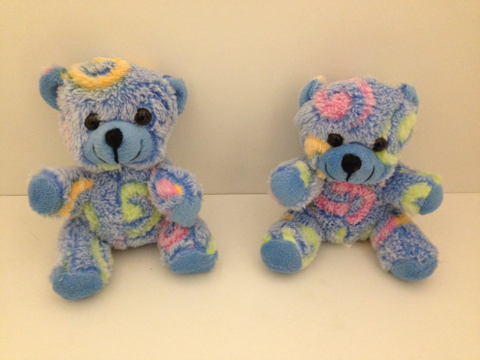 National Toy Set of 2 Blue Rainbow Swirl Bears Stuffed Plush Animal Toy ...