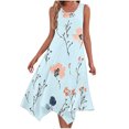 thumbnail image 2 of JTZGDY Women's Casual Summer Dress Retro Floral Printed Sleeveless Sundress Hankerchief Hem Midi Tank Dresses Loose Flowy Crewneck Beach Dress with Pockets Light Blue#02 S, 2 of 7