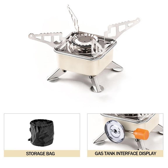 Mini Gas Stove, Portable Camping Stove with Piezo Ignition, Stainless Steel Backpacking Stoves for Propane Butane, 4500W Power with Extended Tube