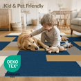 thumbnail image 4 of ODIKA 2'x3' Washable Accent Rug Navy Geometric Teal Block Neutral Minimalist Interlocking Tan Abstract Refined for Bedroom, Nursery, RV, Pet Friendly, Bedside Mat, 4 of 7