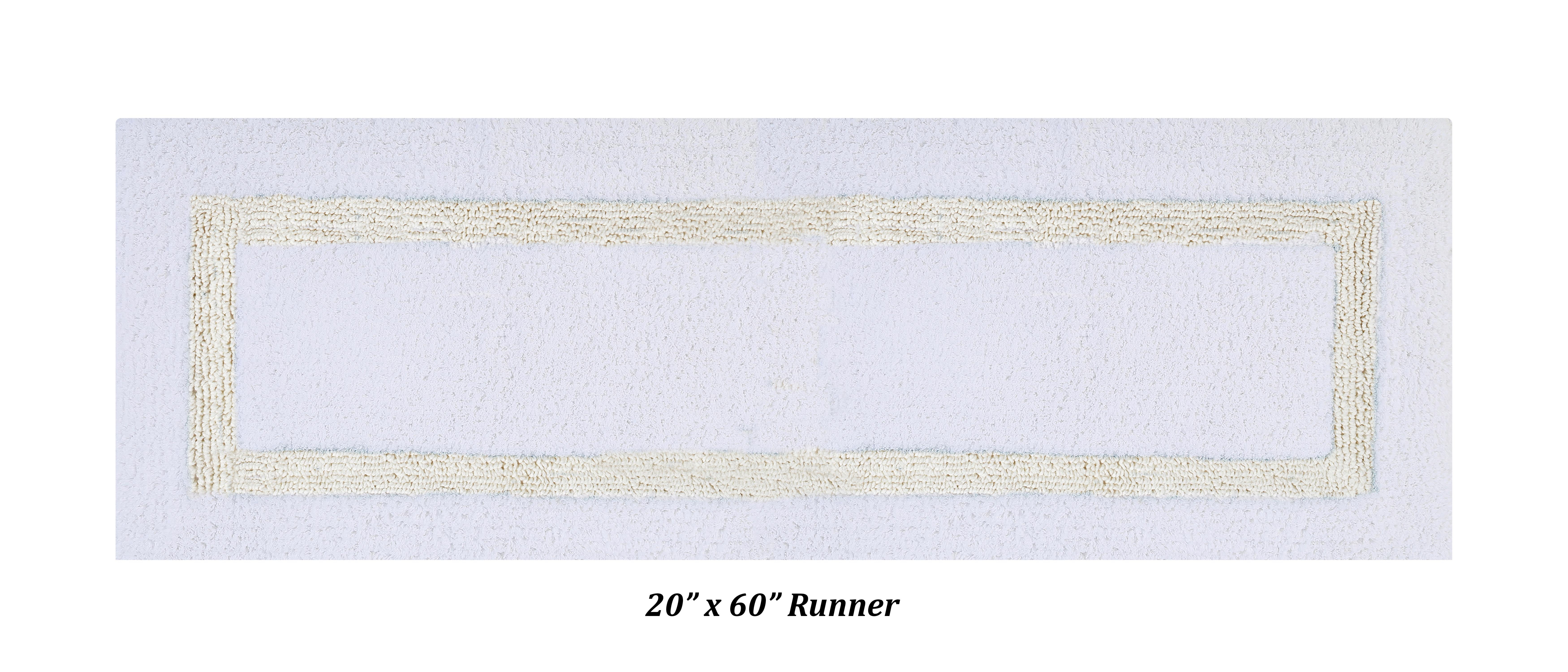 Better Trends 5 Piece Bathroom Rugs Set 100% Cotton Bath Rug Soft, Water Absorbent, Reversible, Machine Washable for Bathroom Decor Toilet Base Contour, Runner Mat Hotel Collection - White/Ivory