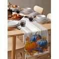 thumbnail image 6 of Orange Blue Pumpkins Burlap-Cotton Table Runner 120 Inches Long,Fall Thanksgiving Fruits Vintage Farmhouse Table Runners,Outdoor Dining Tablecloths Decor for Baby Shower Party Wedding 13x120, 6 of 9