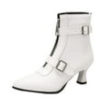 thumbnail image 1 of B91xZ Bottines pour Femmes Imperméables de Travail Randonnée Combat Lacets Talon Bas Bottines Cheville, Blanc 40, 1 of 5