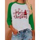 thumbnail image 4 of Sonducket Camiseta Mujer Letras De Navidad Cuello Tops Manga 3/4 Otoño Invierno Camiseta Estampada Ropa, Negro, S Prendas para la parte del cuerpo Verde S Sonducket AP003794-11, 4 of 6