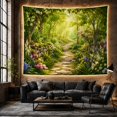 thumbnail image 6 of Flower Garden Stone Path Through Sunlit Forest, Peaceful Cottagecore for Garden Lovers, Botanical Wall Art, Mother's Day Gift, Tapestry Wall Hanging for Bedroom and Living Room, 6 of 7