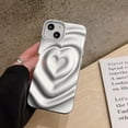 thumbnail image 3 of Phone Case for Women/Girls, Luxury Electroplate Metal Matt Silver 3D Heart Water Ripple Phone Case Compatible with iPhone 13 Pro Max, Silver, 3 of 7