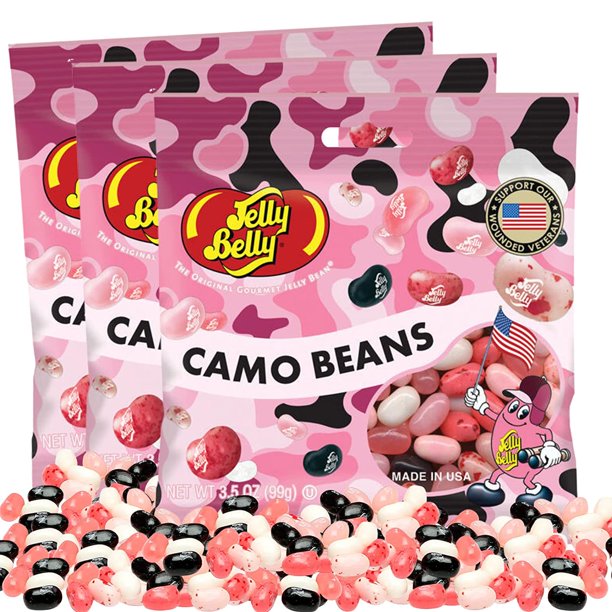 Jelly Belly Pink Camo Jelly Beans, Pink Gourmet Chewy Bite Size Candies