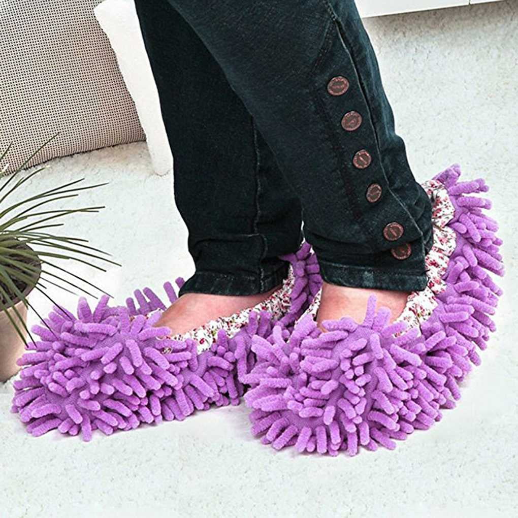 1 Pair Washable Dust Mop Slipper Home Office Bathroom Kitchen Cleaner