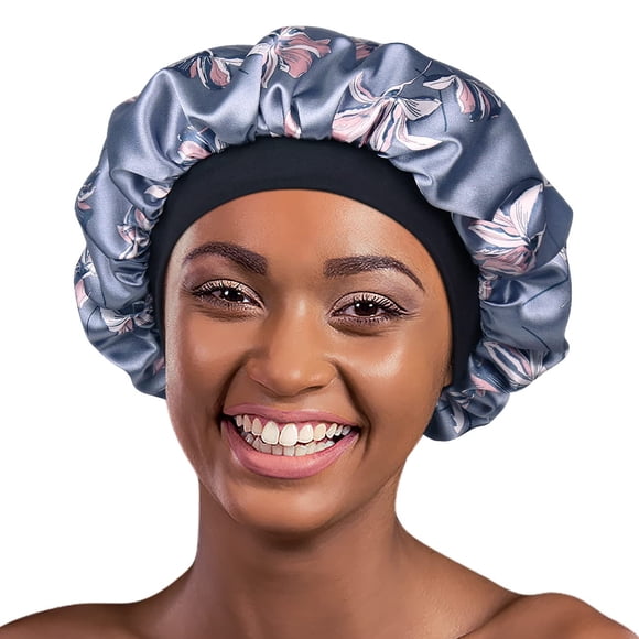Gorro de dormir de satén para mujer, gorro de seda clásico con elástico suave