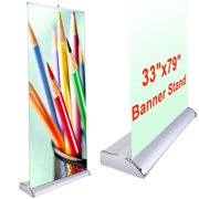 Deluxe 33"x79" Retractable Rollup Banner Stand Trade Show Display Sign Holder Exhibition Promotion Aluminum Structure