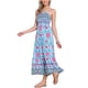 thumbnail image 4 of Vestido largo sin mangas de tirantes espagueti con volantes de flores bohemias para mujer L azul claro, 4 of 6