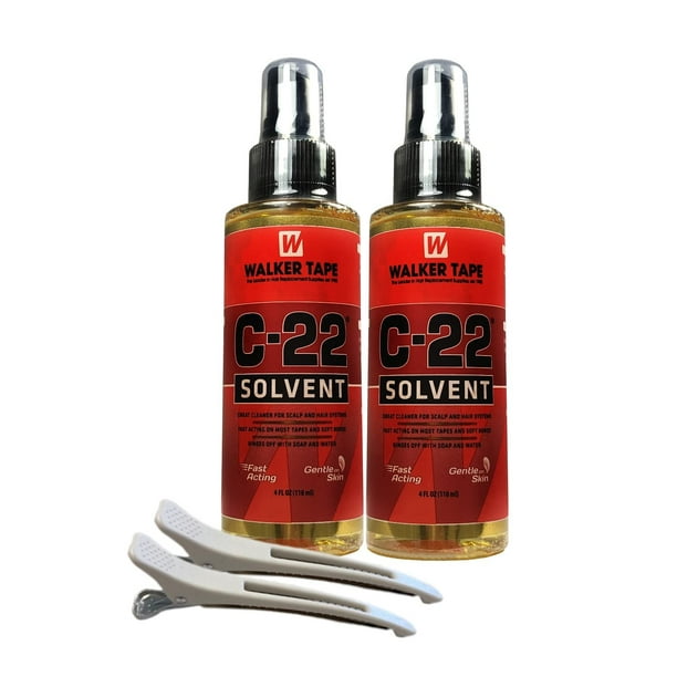 2pcs C22 Solvent Wig Glue Remover 4oz w/ 2 White Hair Clips Bundle Pack |  Wigs Glue Adhesive Remover Spray | Front Bonding Weave Active Lace Tape  Melting Spray | Super Bold
