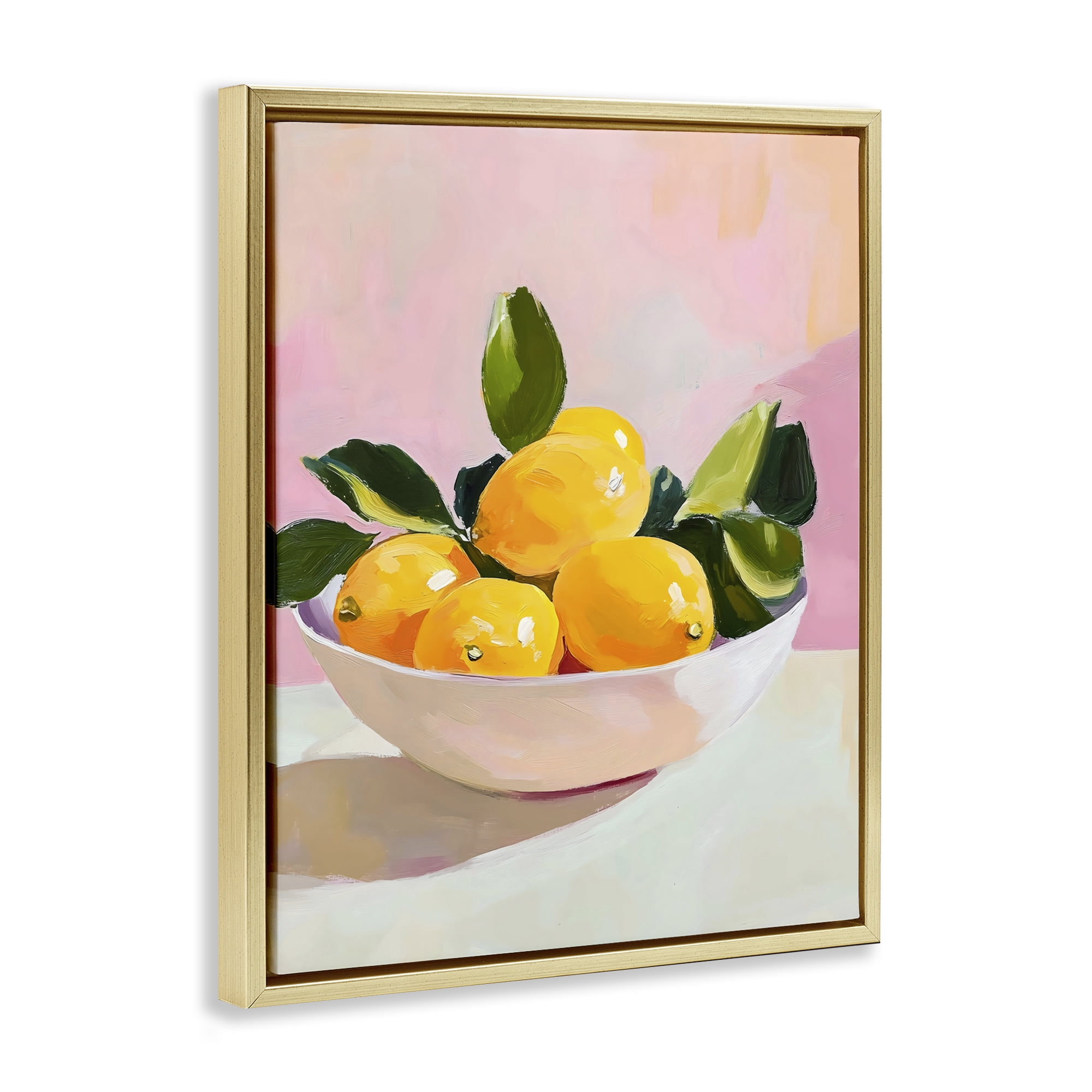 Stupell Industries Bowl of Lemons in Sunlight Gold Framed Floater Canvas Wall Art, design by The Prints Vibe