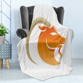 thumbnail image 4 of Zodiac Capricorn Soft Flannel Fleece Throw Blanket, Silhouette of Goat with Horns Abstract Animal Illustration, Cozy Plush for Indoor and Outdoor Use, 60" x 80", Orange Beige and White, by Ambesonne, 4 of 5