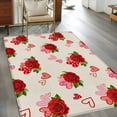 thumbnail image 3 of Valentine's Day Washable Area Rug 4 x 6 ft Romantic Red Rose Floral Pink Red Love Heart, Soft Non Slip Rugs Stain Repellent Indoor Felt Carpet for Living Dining Room Bedroom Home Office, 3 of 9