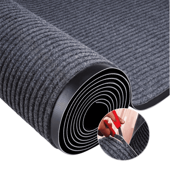 Qunbio Commercial Carpet Runner, 3' x 10' Commercial Rugs with Rubber Edge, Non-Slip Hallway Runner Rug for Indoor Outdoor High Traffic Areas, Gray