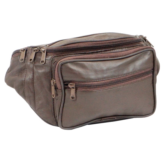 Bullz Leather Large Waist Bag Multi Pocket Fanny Pack with Adjustable Waist Strap