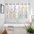 thumbnail image 3 of Spring Floral Kitchen Curtains Short 54 Inch Length, Colorful Watercolor Botanical Summer Grommet Top Bedroom Living Room Curtains, Light Filtering Cafe Curtain Drapes 2 Panels Set 84''x54'', 3 of 9