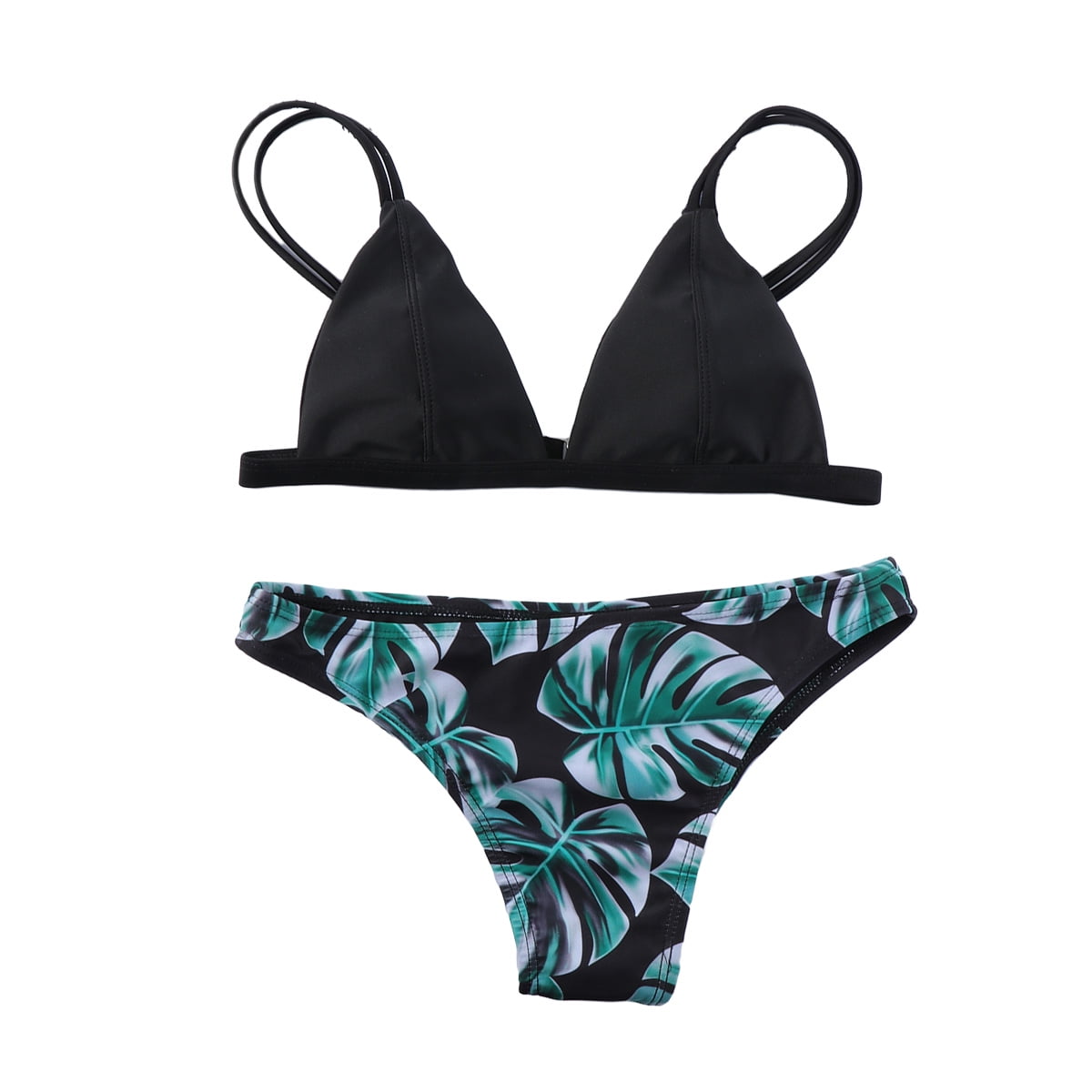 white bikini with green leaves