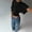Black, variant on Women's Summer Casual Batwing Sleeve Crop Top with Ruched Hem – Solid Color Waist-Cinching Blouse White,L