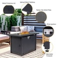 thumbnail image 5 of 43 Inch Fire Pit Table, Outdoor Gas Burning Fire Pit, Add a Touch of Elegance to Your Space with Black Iron Faux Woven Rattan Side Panel, Black, 5 of 6