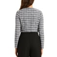 thumbnail image 3 of INSPIRE CHIC Vintage Tweed Shrug for Women's Plaid Open Front Cropped Bolero Cardigan M Black White, 3 of 6