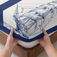 thumbnail image 3 of Twin XL Size Fitted Sheet Set - Nautical Navy 2 Piece Bedding Sets 16" Deep Pocket Fitted Sheet with 1 Pillowcases, Blue Lighthouse Boat Compass Ocean Brushed Microfiber Hotel Luxury Bed Sheets, 3 of 9