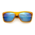 thumbnail image 2 of Xloop Mens Rectangle Sport Classic Wrap Horned Plastic Sunglasses Orange - Blue Mirror, 2 of 8