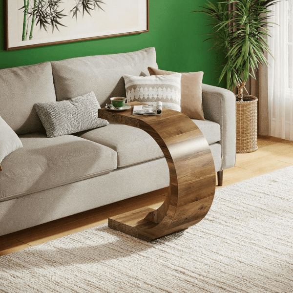 C-Shaped End Table, 11.8"*13.8" Tabletop, Compact 11.8"*25.59" Size, for Sofa/Bed/Small Spaces