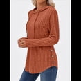 thumbnail image 4 of Sudadera con Capucha de Punto Acanalado Suave para Mujer, Suéter de Larga, Sudadera Ligera y Acogedora para Otoño. Café L, 4 of 6