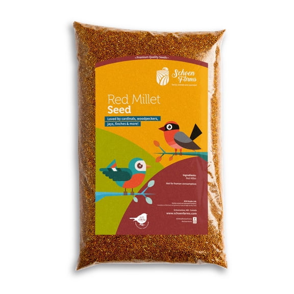 Schoen Farms Graines de Millet Rouge pour Oiseaux &acirc;?? Sac de 2,27 kg &acirc;?? Grain Naturel pour Cardinaux, Mésanges, Pics Bois et Oiseaux Chanteurs &acirc;?? Cultivé au Canada