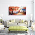 thumbnail image 2 of HFDF Autumn Scenery Canvas Wall Art Wall Decor Living Room,Abstract Wall Art Office Paintings Artwork Modern Abstract Village House Red Tree Pictures Art Prints Ready to Hang- 18x12inch Framed, 2 of 6