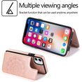 thumbnail image 3 of Design for iPhone 11 Wallet Case with Tempered Glass Screen Protector Credit Card Holder Wallet Slot Stand Kickstand Flip Leather Protective Cover for iPhone11/Eleven XI 11R Women Rose Gold, 3 of 15