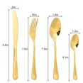 thumbnail image 2 of 24-Piece Flatware Set Service for 6, Stainless Steel Kitchen Utensils Knife Fork Spoon Silverware Set with Box, Gold, 2 of 12
