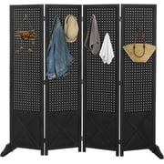 VINGLI Freestanding Pegboard with Support Feet, 5 FT Wood Room Divider Display Board Organizer, Folding Privacy Screen Partition Space Separator for Craft Shows Events Retail