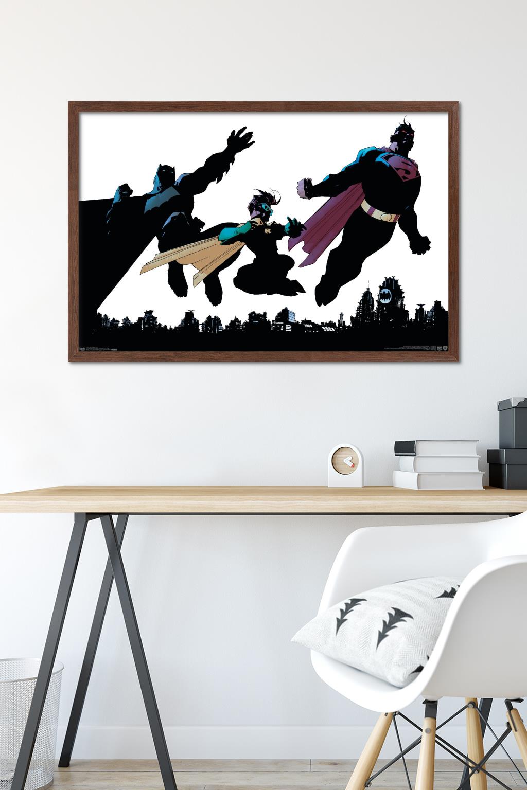 DC Comics - Batman - Robin - Superman - Trio Wall Poster, 22.375" x 34", Framed