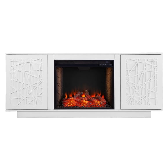 SEI Furniture Delgrave Smart Fireplace with Media Storage 60 x 26 Freestanding Indoor Smart Electric Fireplaces