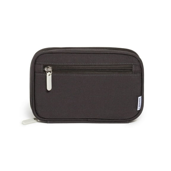 U Brands Single Zip Canvas Tech Pouch, 7.8 x 5 in, Electronic Organizer Travel Case, Slate Gray, Soft Shell