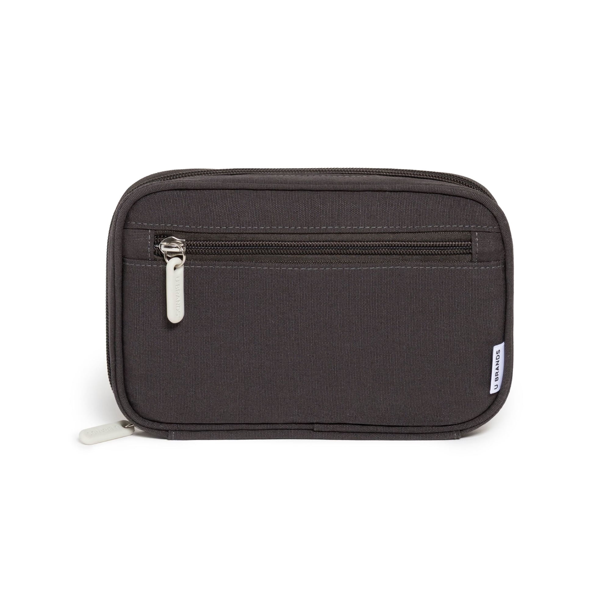 U Brands Single Zip Canvas Tech Pouch, 7.8 x 5 in, Electronic Organizer Travel Case, Slate Gray, Soft Shell