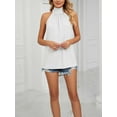 thumbnail image 5 of PULLIMORE Women's Sleeveless Tie Halter Tops Summer High Neck Tank Top Loose Casual Shirts Blouse （White,2XL）, 5 of 6