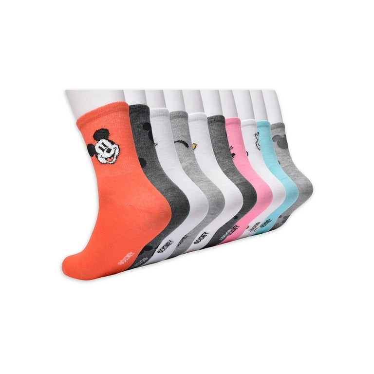 Disney Mickey Mouse Women s Crew Socks 10 Pack Shoe Sizes 4 10