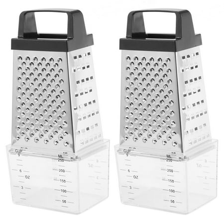 

2X 4 Sided Blades Cheese Vegetables Grater Carrot Cucumber Slicer Cutter Box Container Kitchenware Stainless