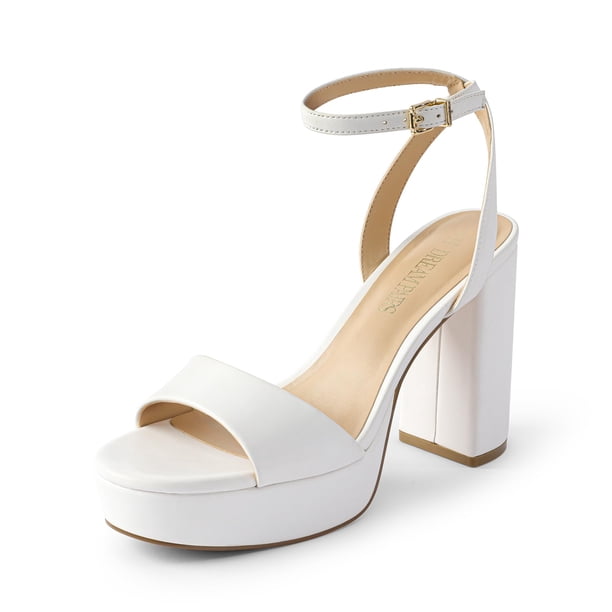 Sandalia DREAM PAIRS SDHS2423W Blanca con Plataforma y Tacón Grueso