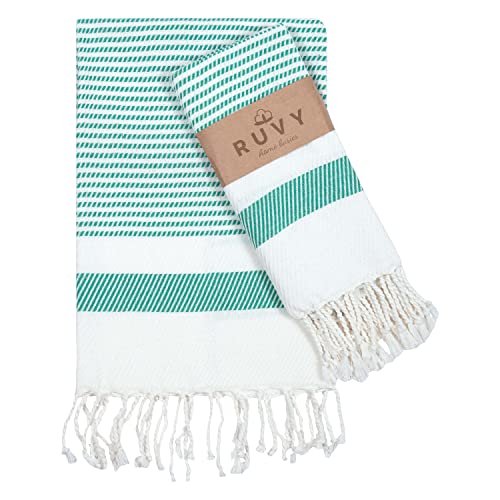 Juego de 2 toallas de mano Ruvy Home Basics, turcas, 45 x 100 cm, color verde